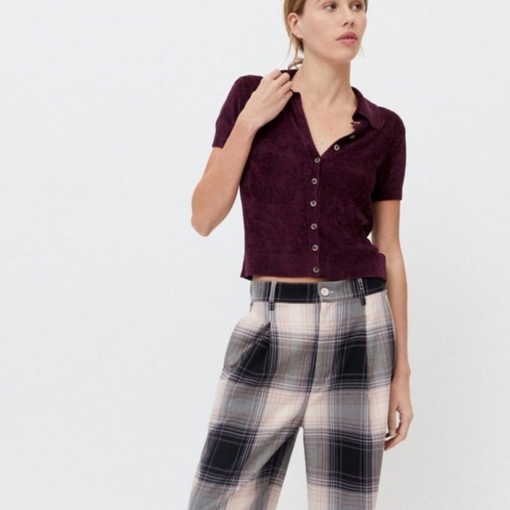 Urban Outfitters Adeline V-neck Top Plum sz S